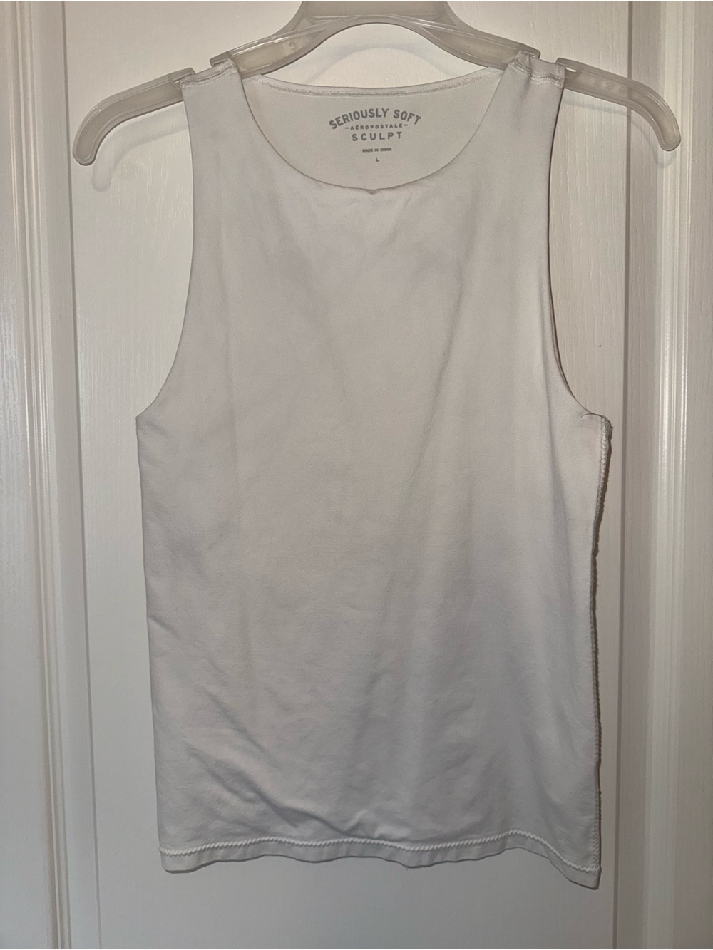 Aeropostale White Sculpt Scoop Tank